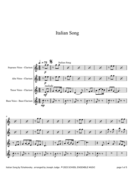 Italian Song by Tchaikovsky for Clarinet Quartet in Schools image number null
