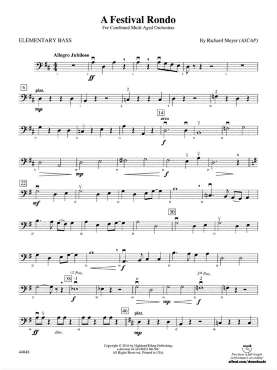 A Festival Rondo: Elementary Bass String Orchestra scores gallery preview page 1