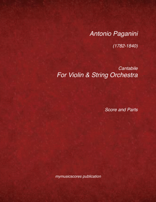 Book cover for Paganini Cantabile for Violin and String Orchestra