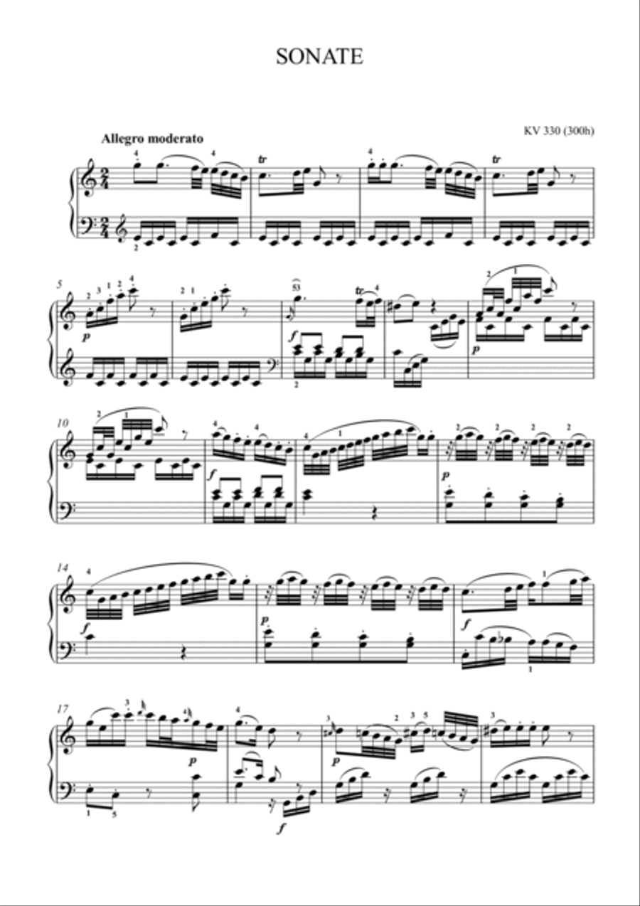 Mozart-Piano Sonata No.10 in C major, K.330 Piano Solo scores gallery preview page 2