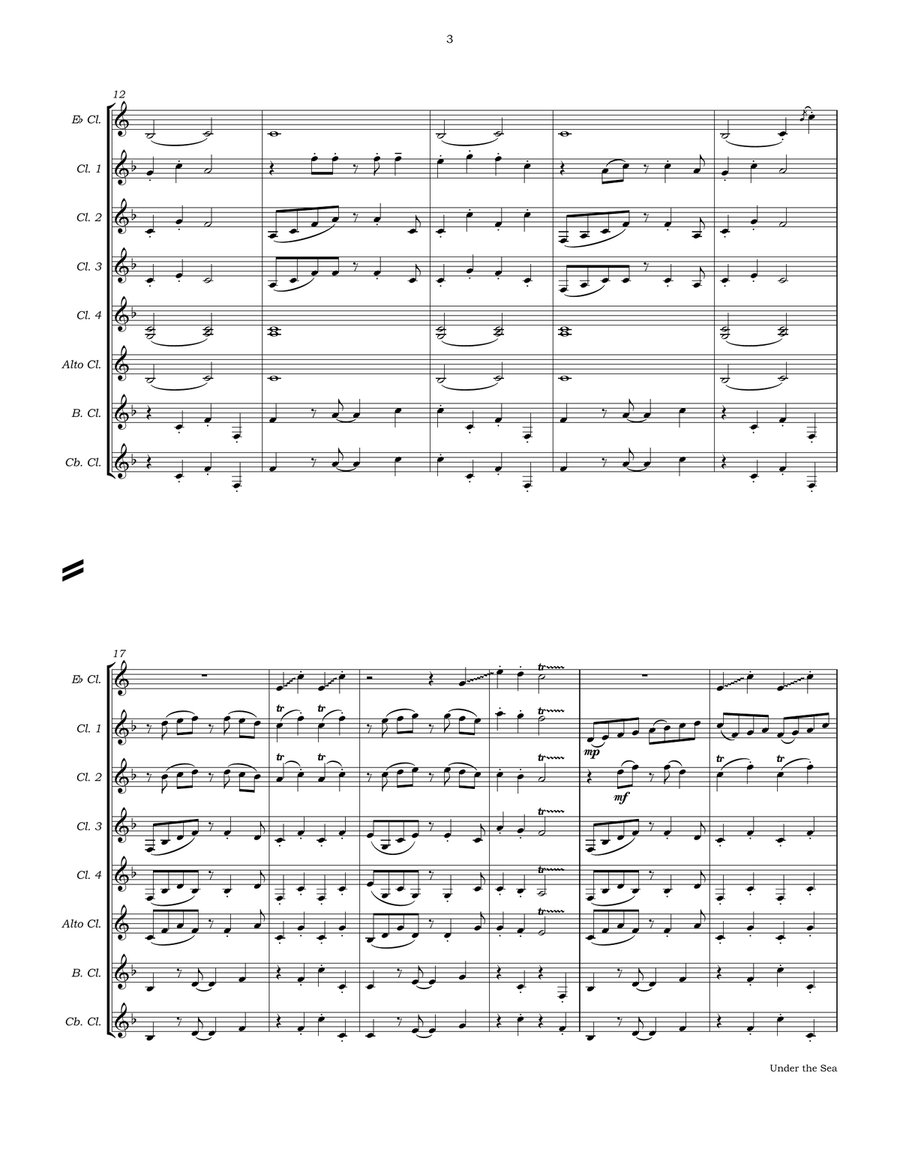 Under The Sea Clarinet Choir scores gallery preview page 6