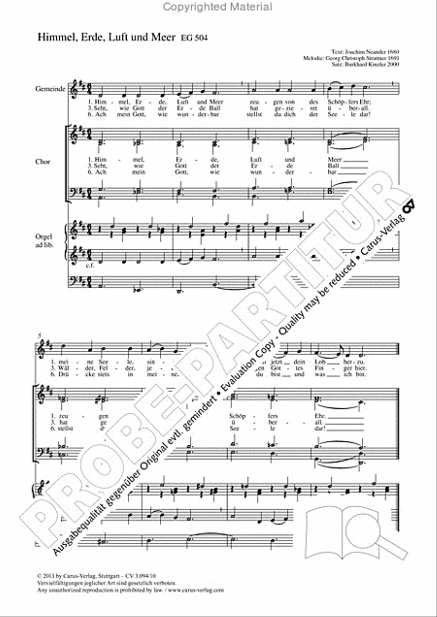 Himmel, Erde, Luft und Meer 4-Part scores gallery preview page 2