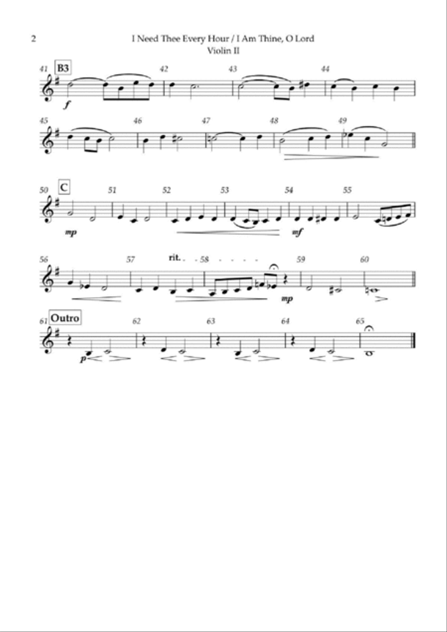 I Need Thee Every Hour/ I Am Thine O Lord for String Quartet String Quartet scores gallery preview page 4