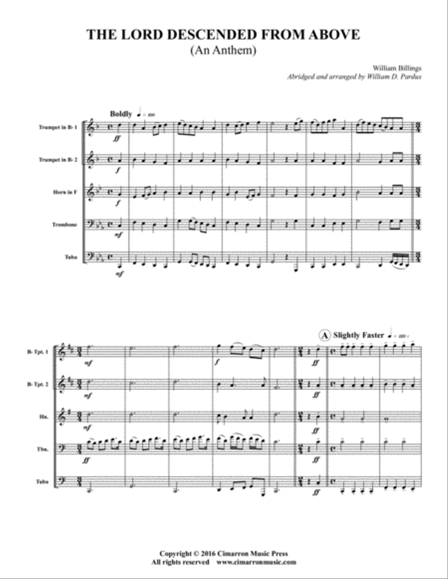 The Lord Descended From Above Brass Quintet scores gallery preview page 2