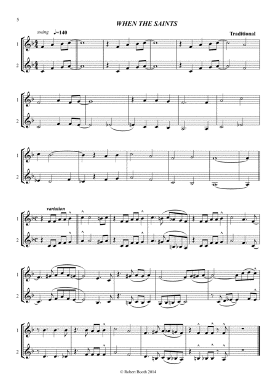 When The Saints Go Marching In (trumpet duo and trio) Brass Duet scores gallery preview page 1
