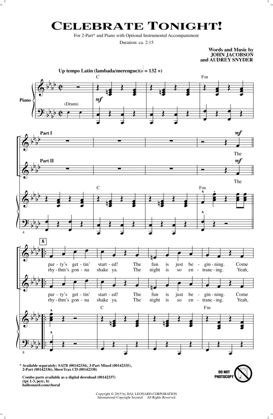 Celebrate Tonight! 2-Part scores gallery preview page 1
