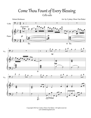 Come Thou Fount of Every Blessing cello solo with Piano