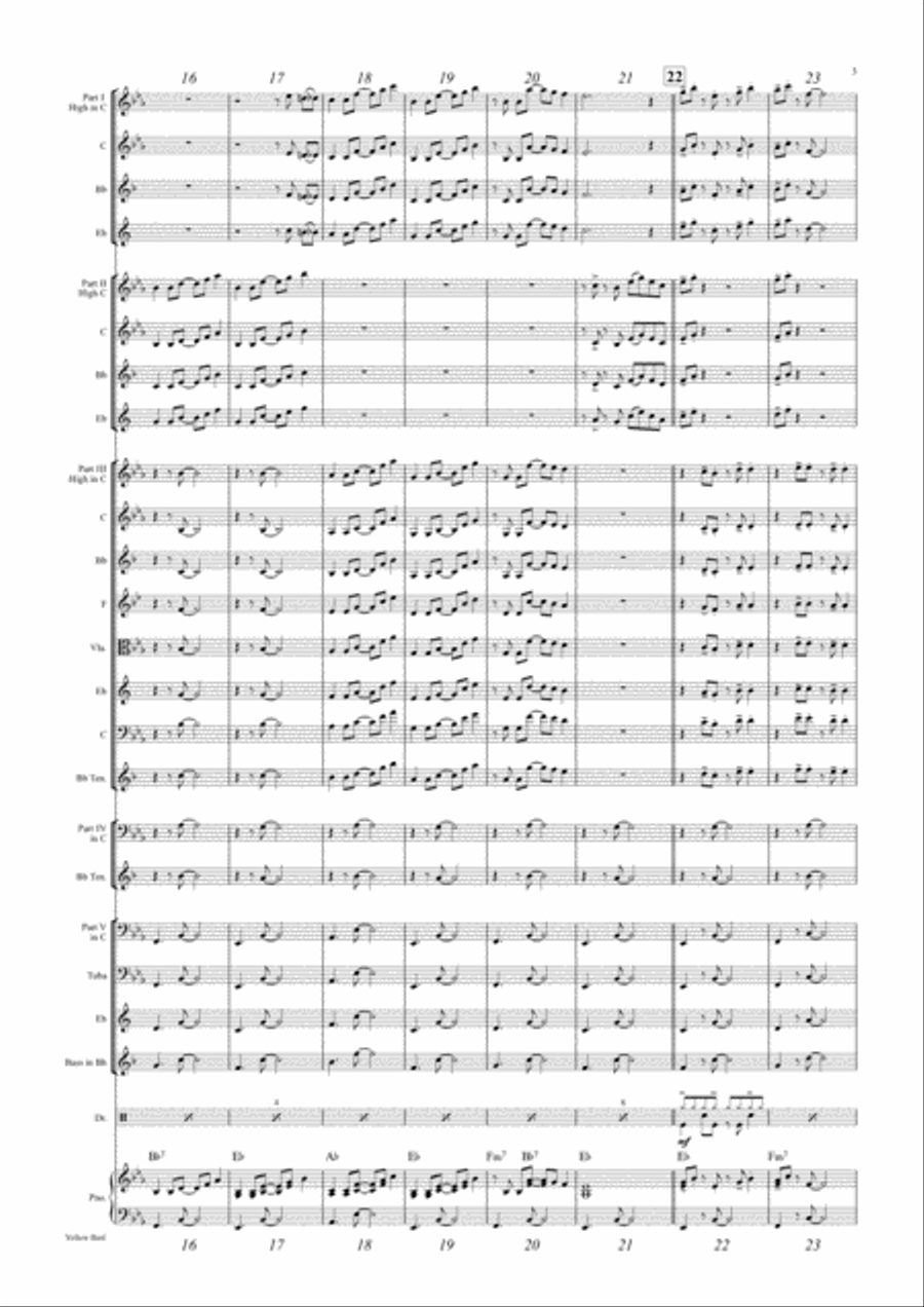 Yellow Bird - Haitian Folk Song - Calypso - School Band Concert Band scores gallery preview page 3