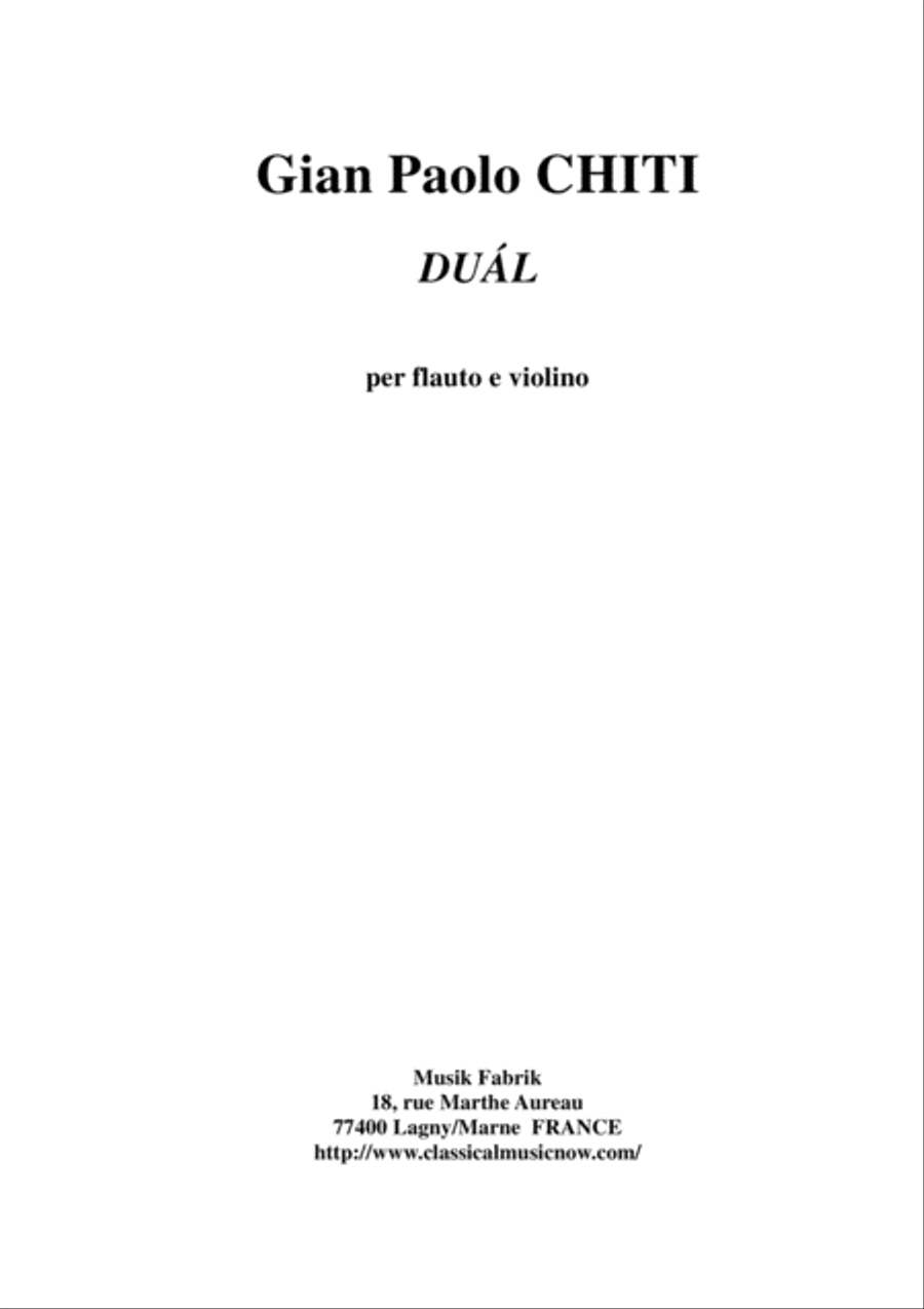 Gian Paolo Chiti: Dual for flute and violin Flute scores gallery preview page 1