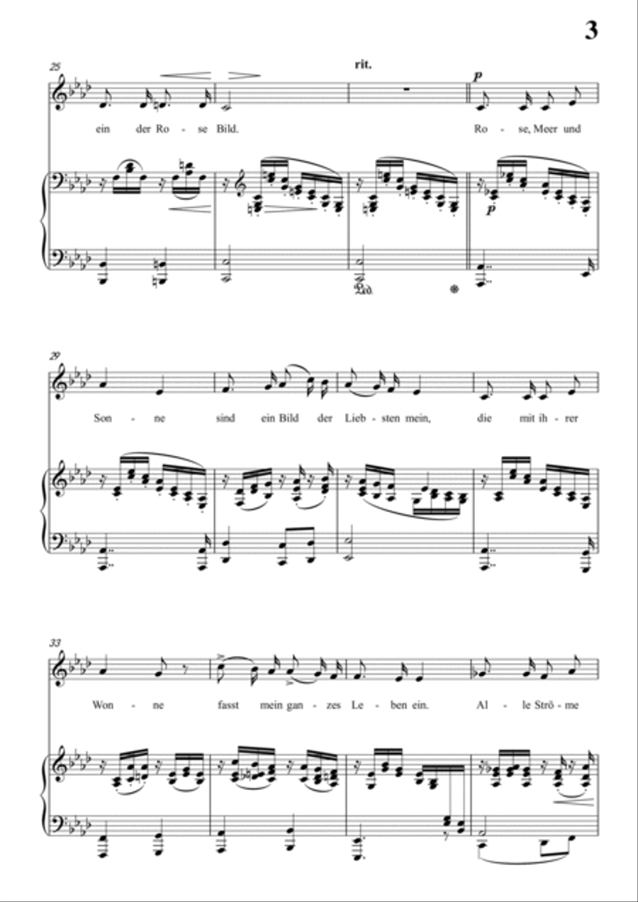 Schumann-Rose,Meer und Sonne in A♭ Major for Voice and Piano Voice Solo scores gallery preview page 4