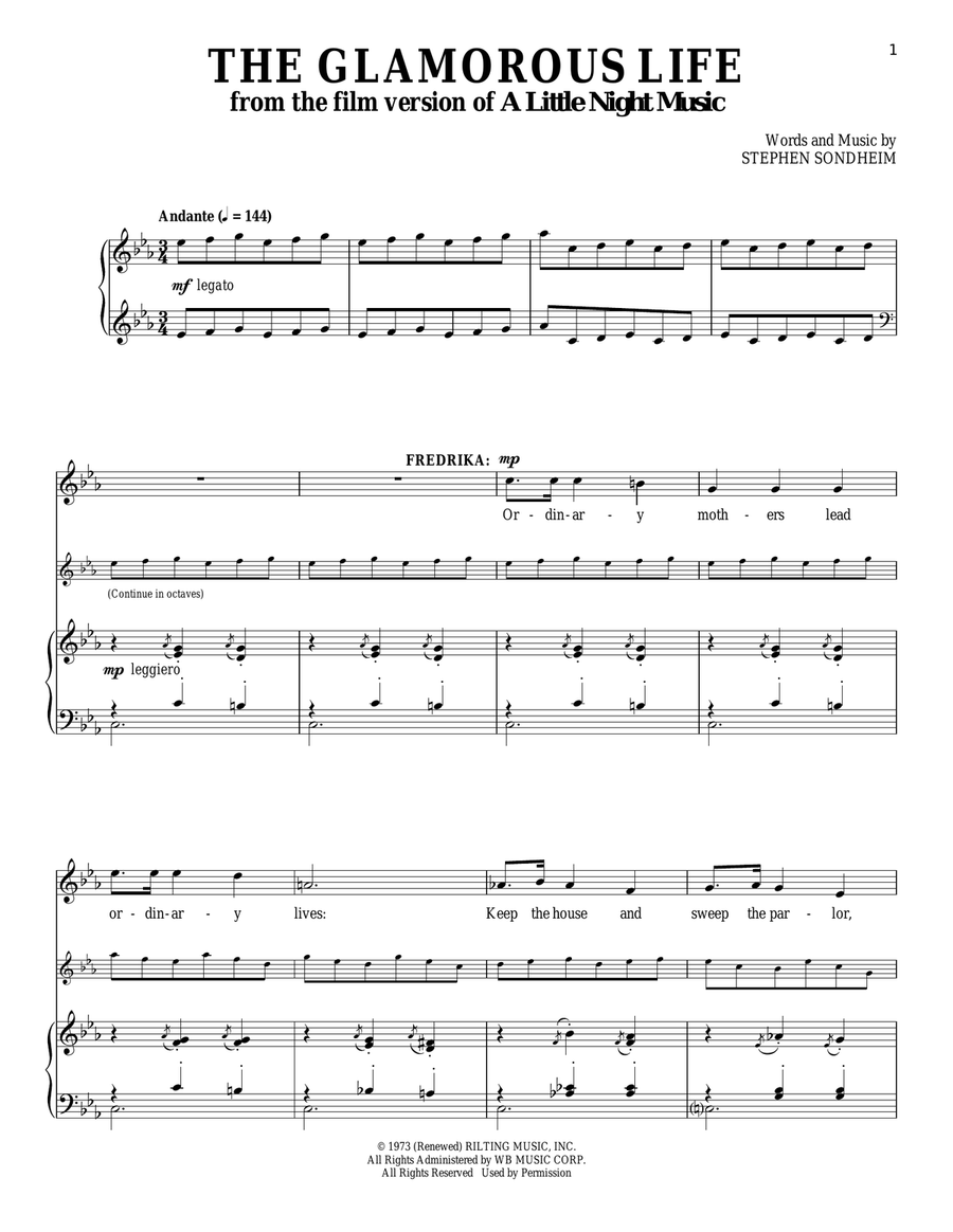 The Glamorous Life Piano, Vocal scores gallery preview page 1