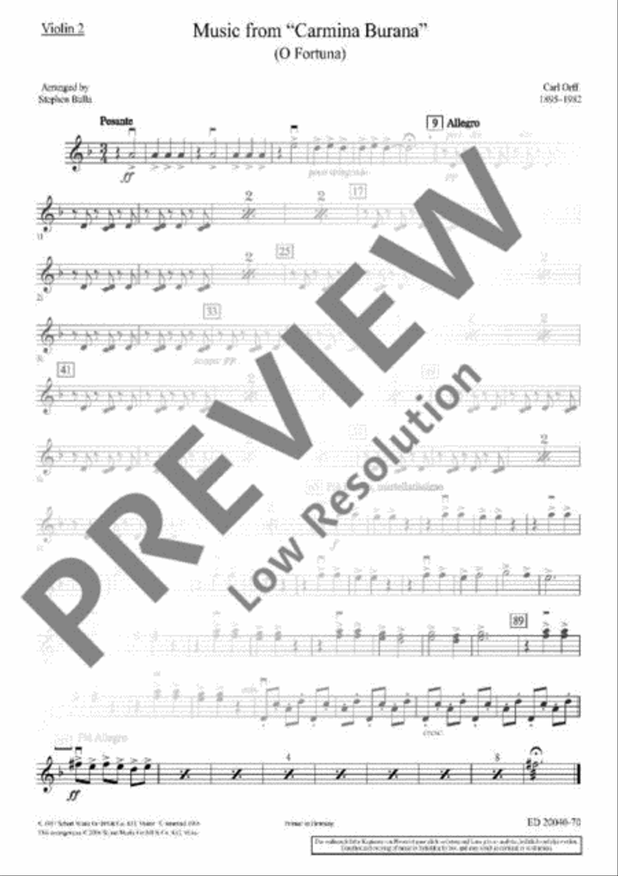 Music from Carmina Burana (O Fortuna) String Orchestra scores gallery preview page 17