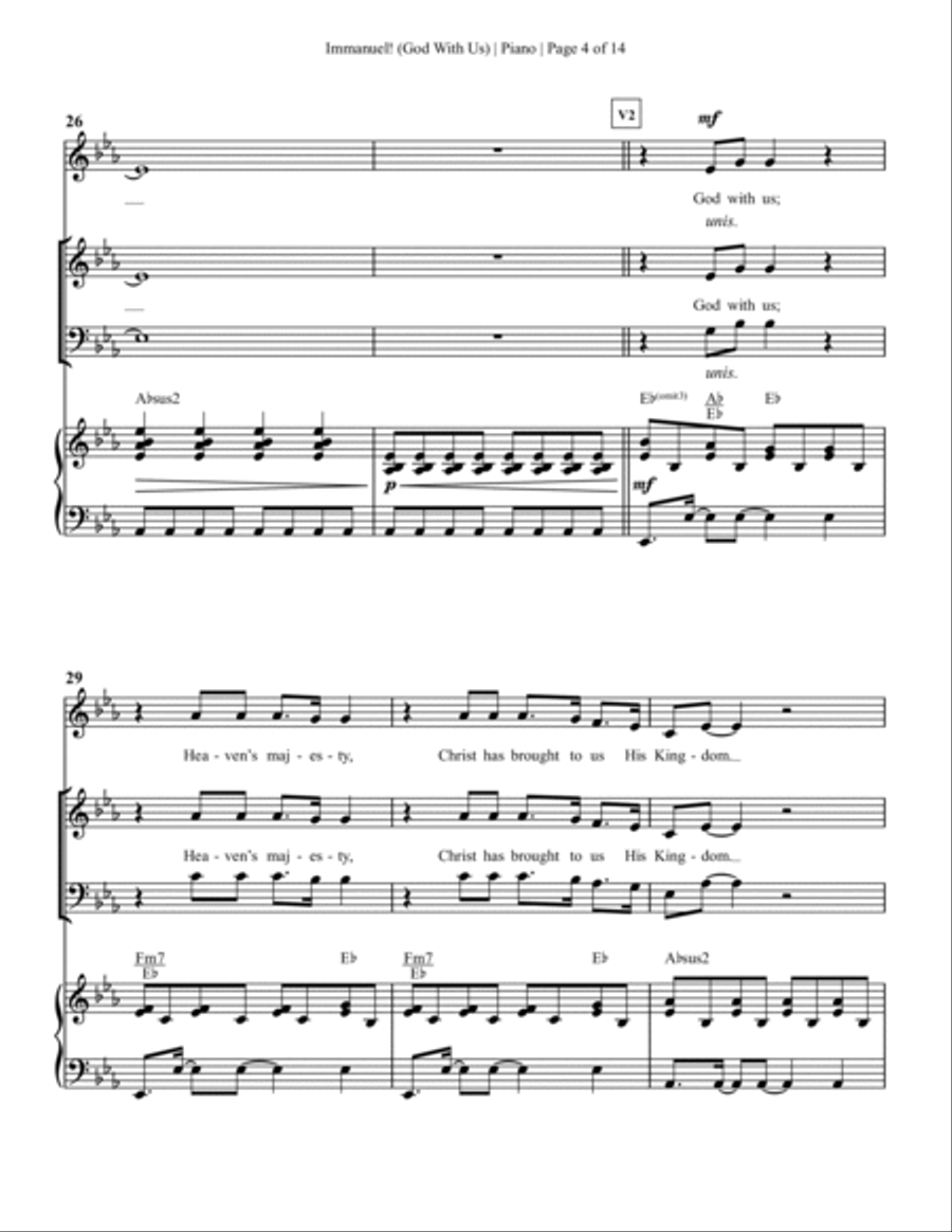 Immanuel! (God With Us) - Anthem - Piano/Vocal/Rhythm 4-Part scores gallery preview page 5