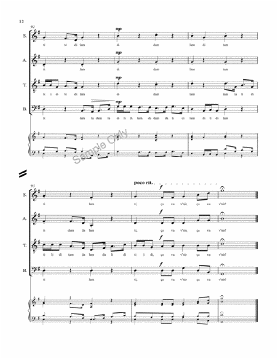 Ca Va Venir 4-Part scores gallery preview page 12