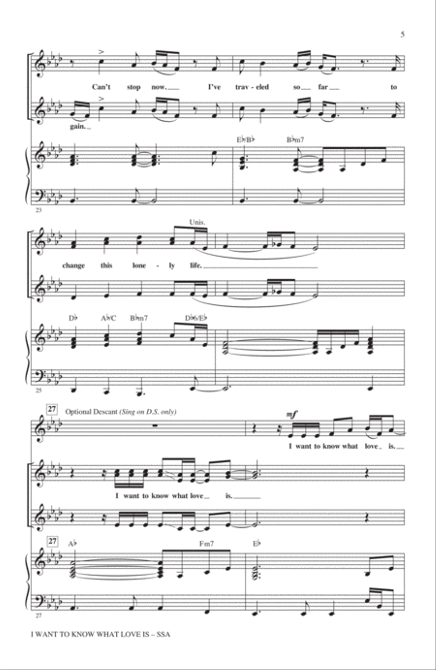 I Want To Know What Love Is SSA scores gallery preview page 4