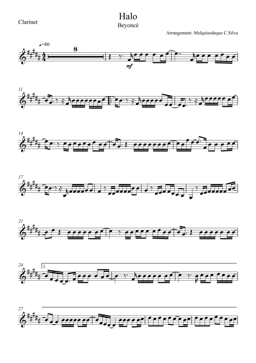 Halo Clarinet Solo scores gallery preview page 1