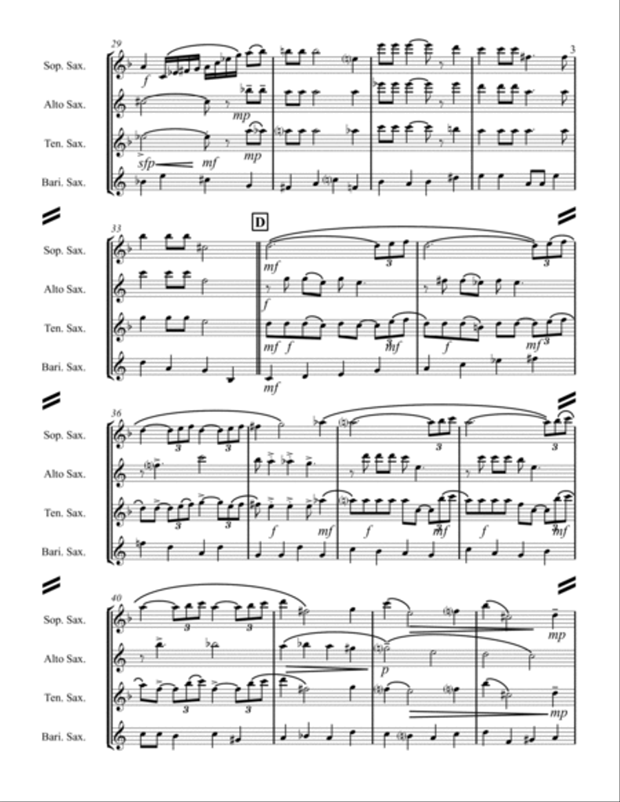 Moonlight Serenade Saxophone Quartet scores gallery preview page 4