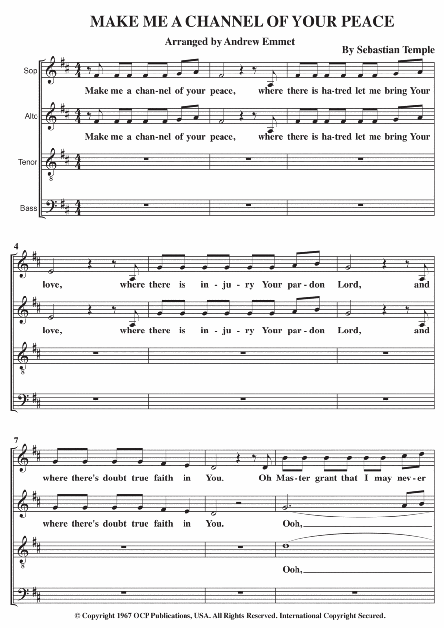 Make Me A Channel Of Your Peace (prayer Of St. Francis) 4-Part scores gallery preview page 1
