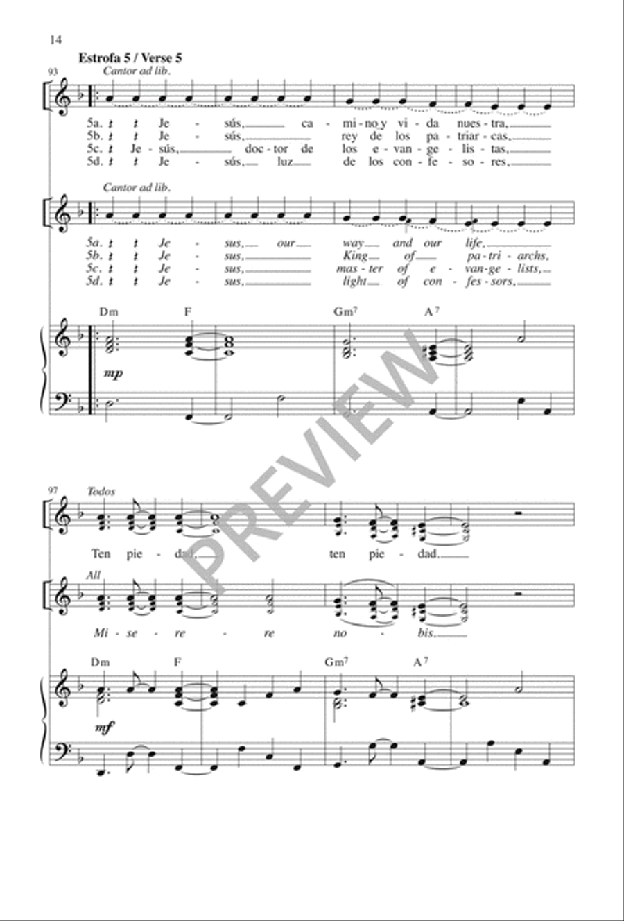 Letanía del Santo Nombre de Jesús 3-Part scores gallery preview page 14