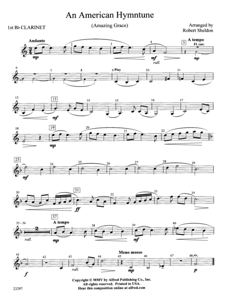 An American Hymntune (Amazing Grace): 1st B-flat Clarinet