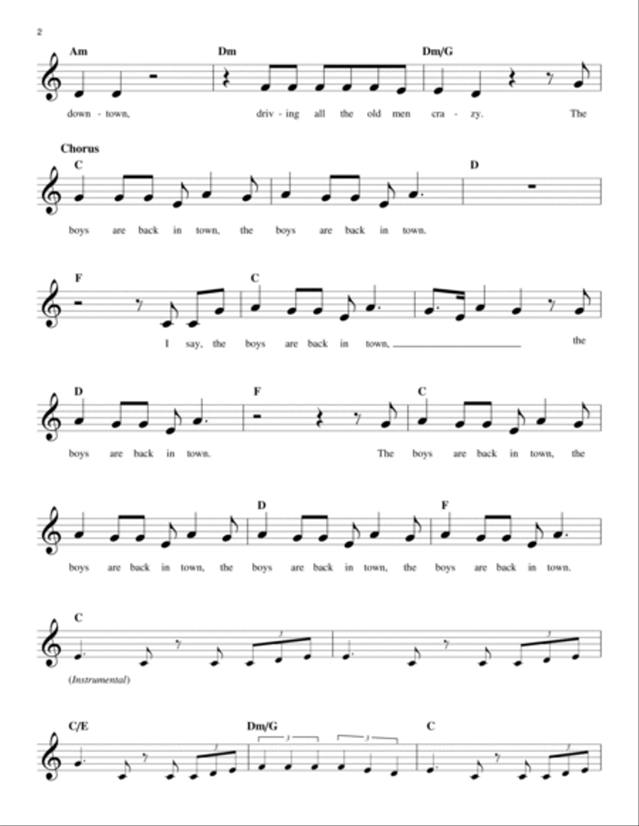 The Boys Are Back In Town Piano scores gallery preview page 2