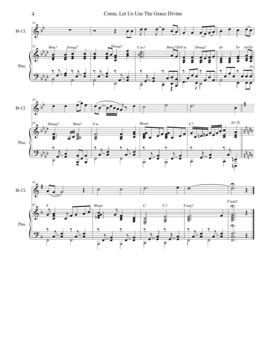 Come, Let Us Use The Grace Divine (Bb-Clarinet solo and Piano) Clarinet Solo scores gallery preview page 5