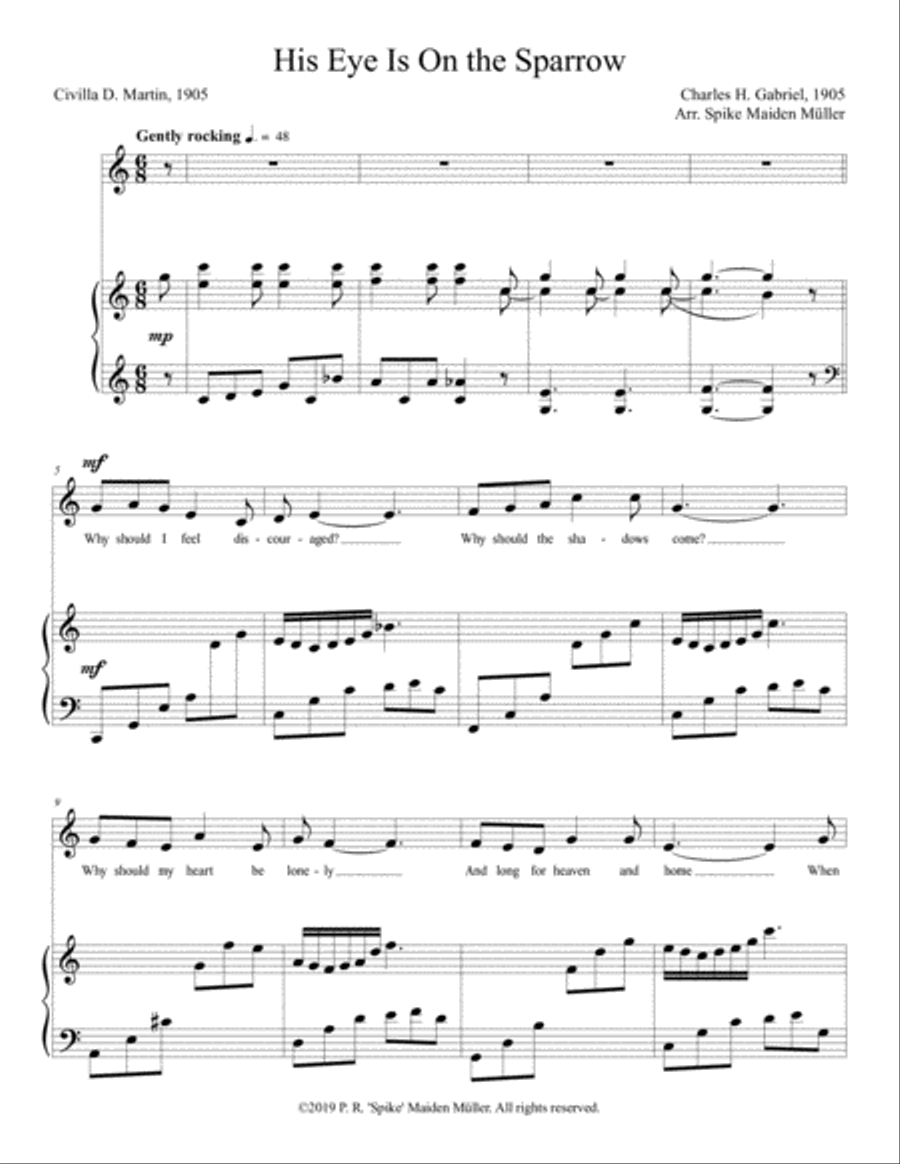 His Eye Is On the Sparrow High Voice scores gallery preview page 3