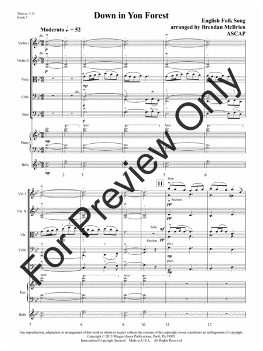 Down in Yon Forest (Score) String Orchestra scores gallery preview page 4