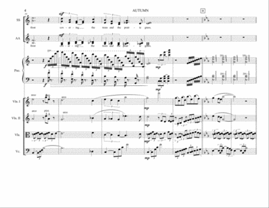 AUTUMN - For Treble Voices (SSAA) Piano & String Quartet SSAA scores gallery preview page 4