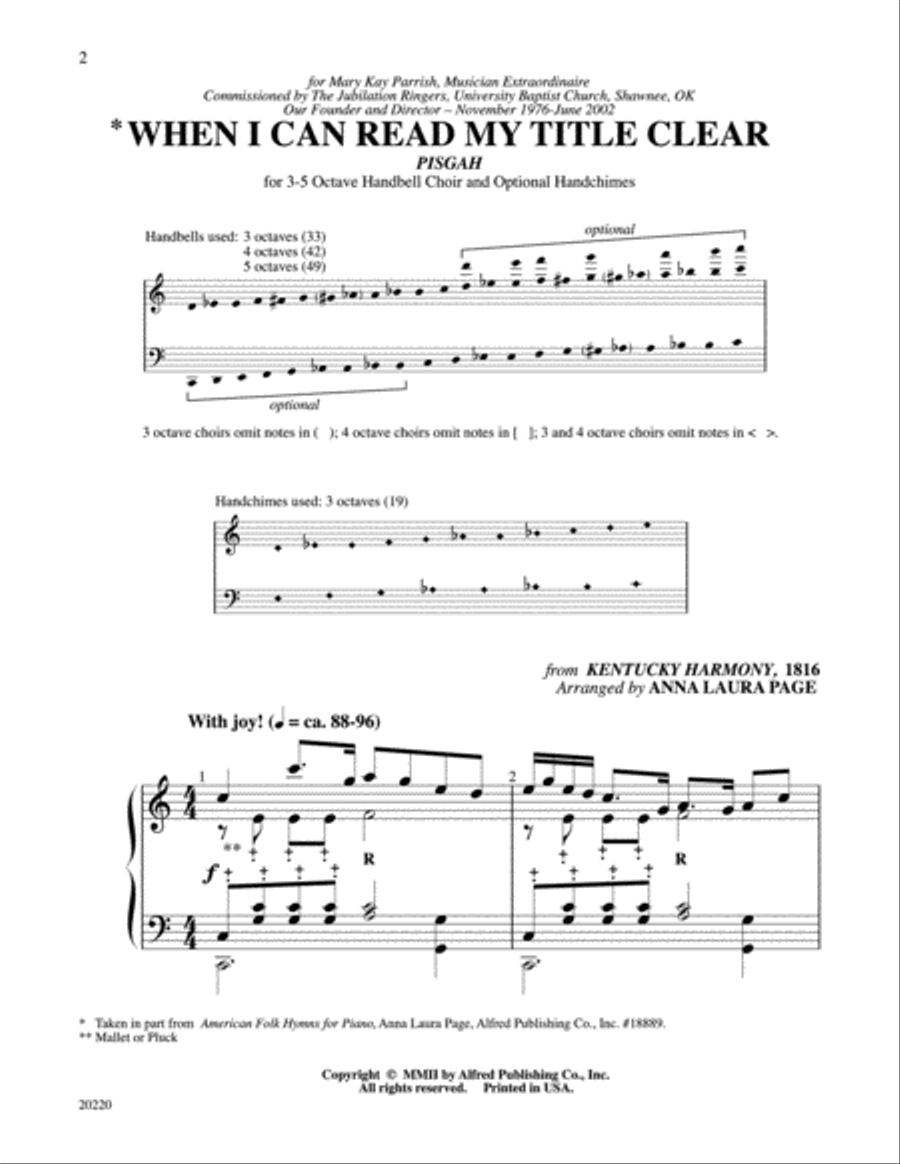 When I Can Read My Title Clear Handbell Choir scores gallery preview page 2