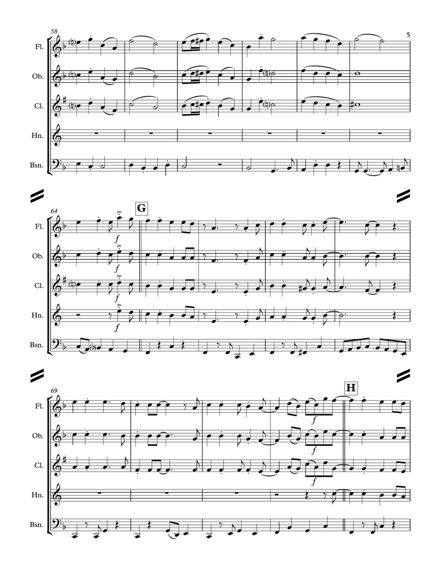 A Holly Jolly Christmas Woodwind Quintet scores gallery preview page 6