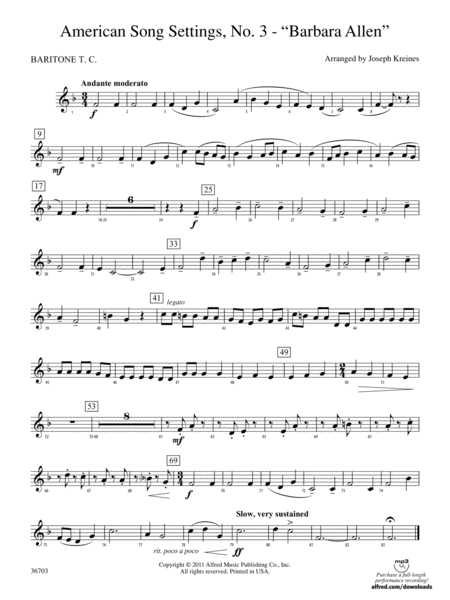 American Song Settings, No. 3 "Barbara Allen": Baritone T.C.