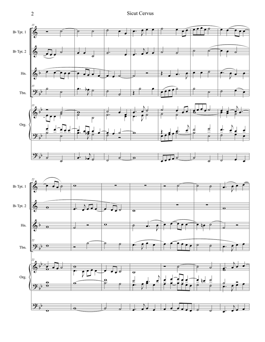 Sicut Cervus (Brass Quartet and Organ) Brass Quartet scores gallery preview page 2