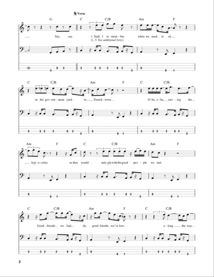 No Woman No Cry Guitar Tablature scores gallery preview page 2