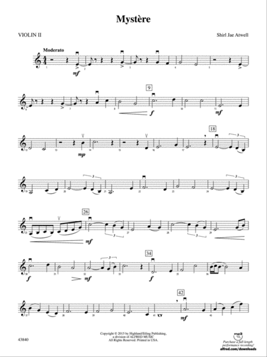 Mystère: 2nd Violin Mystère: 2nd Violin String Orchestra scores gallery preview page 1