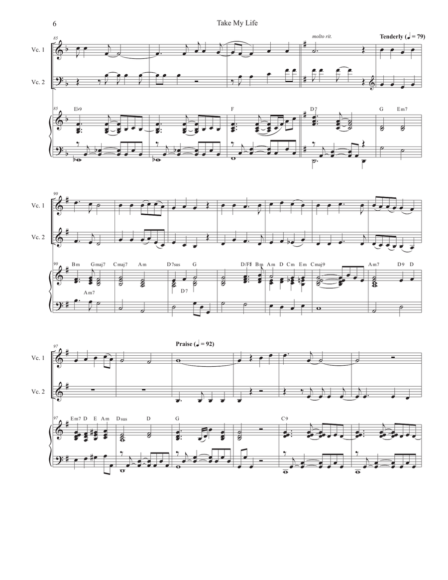 Take My Life (Cello Duet) String Duet scores gallery preview page 6