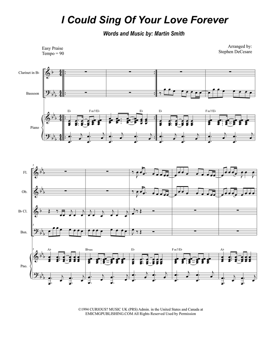 I Could Sing Of Your Love Forever Woodwind Quartet scores gallery preview page 1