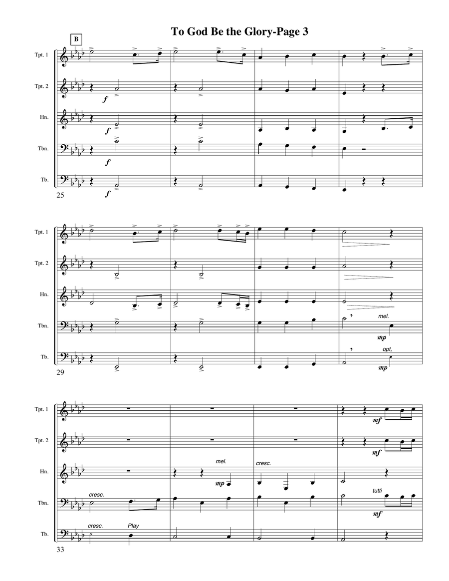 To God Be the Glory for Brass Quintet Brass Quintet scores gallery preview page 3