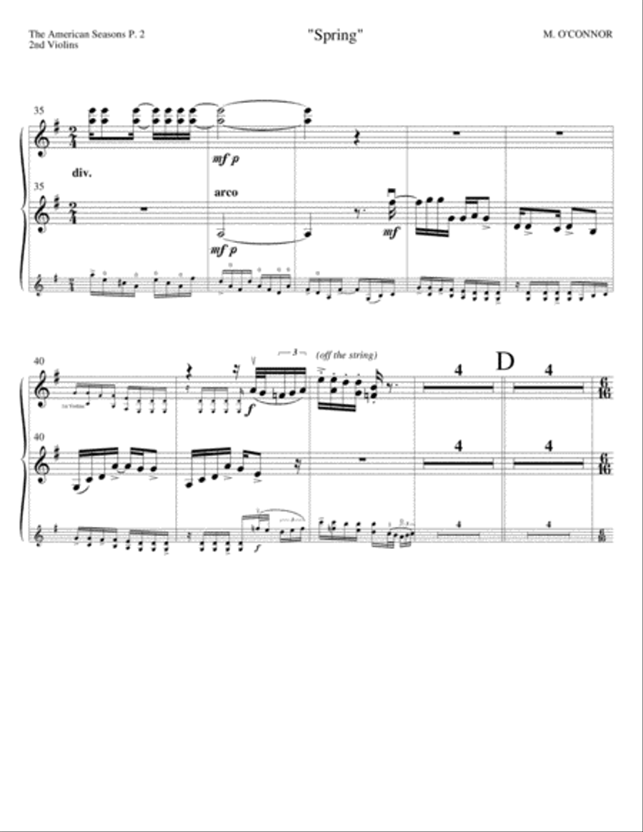The American Seasons (2nd violins part – violin and string orchestra) Full Orchestra scores gallery preview page 5