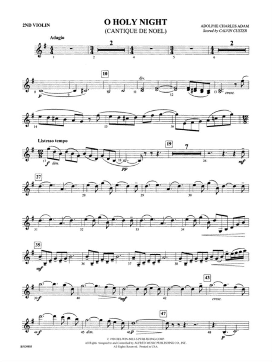 O Holy Night: 2nd Violin Full Orchestra scores gallery preview page 1