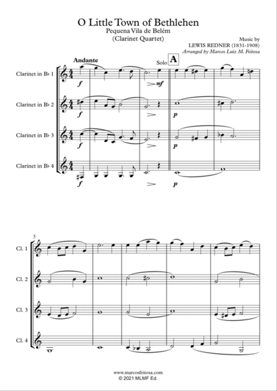 O Little Town of Bethlehem - Clarinet Quartet Clarinet Quartet scores gallery preview page 3