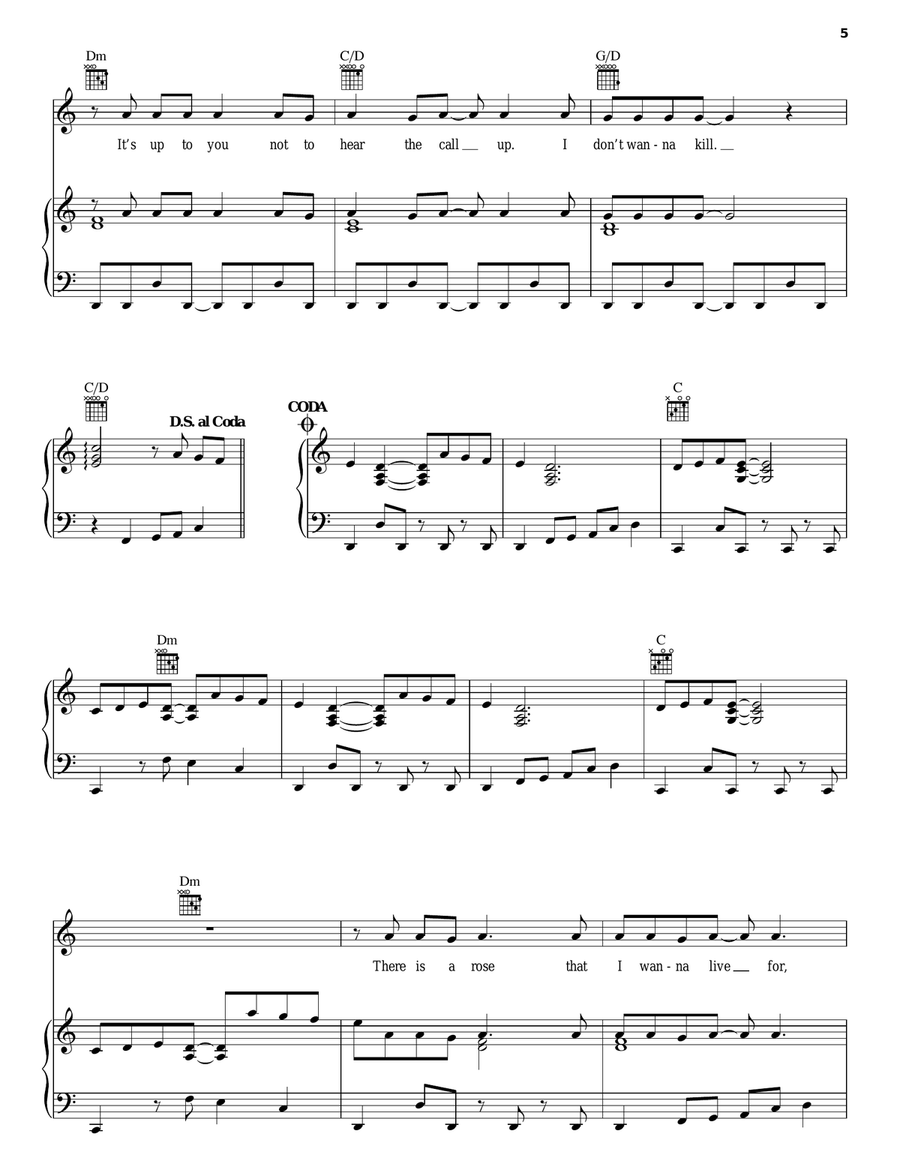 The Call Up The Call Up Piano, Vocal, Guitar scores gallery preview page 5