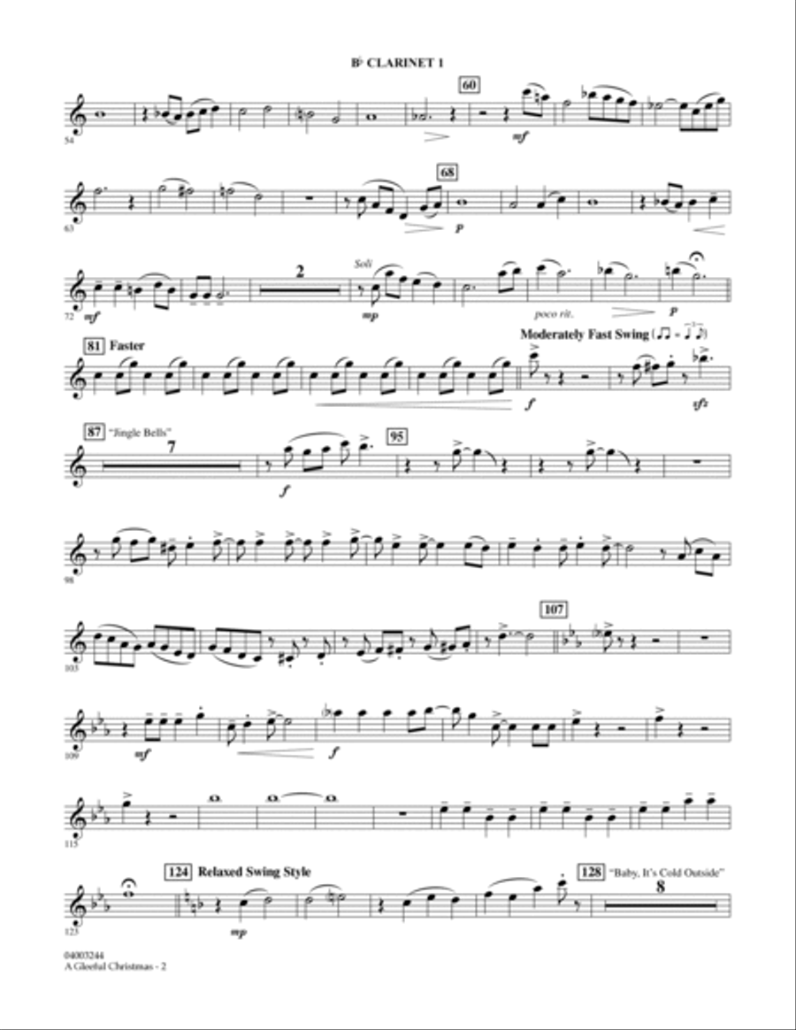 A Gleeful Christmas - Bb Clarinet 1 Concert Band scores gallery preview page 2