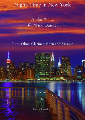 Book cover for "Night time in New York" A blue waltz for Wind Quintet.