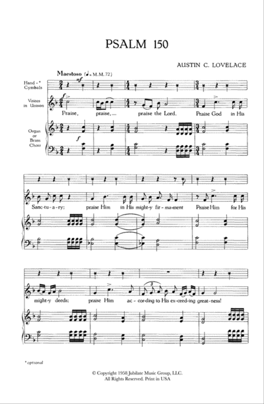 Psalm 150 Unison Choir scores gallery preview page 2