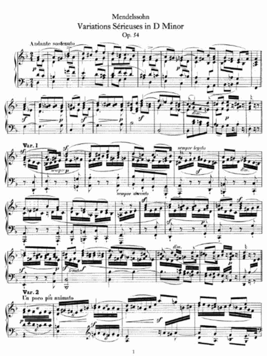 Mendelssohn - Variations Sérieuses in D Minor Op. 54
