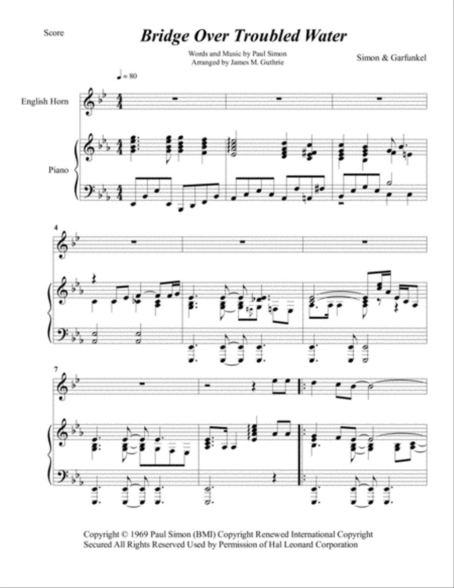 Bridge Over Troubled Water English Horn scores gallery preview page 1