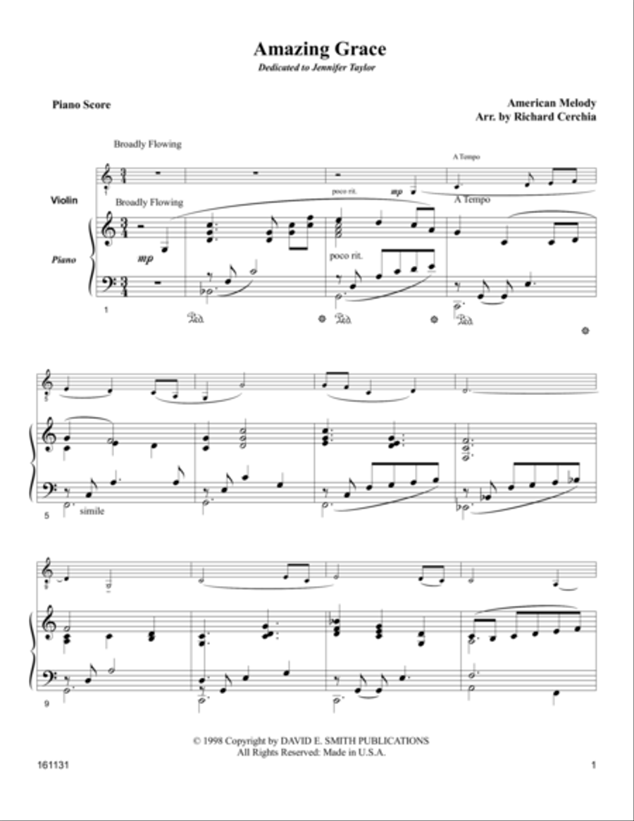 Amazing Grace Violin Solo scores gallery preview page 1