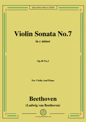 Book cover for Beethoven-Violin Sonata No.7 in c minor,Op.30 No.2,for Violin and Piano