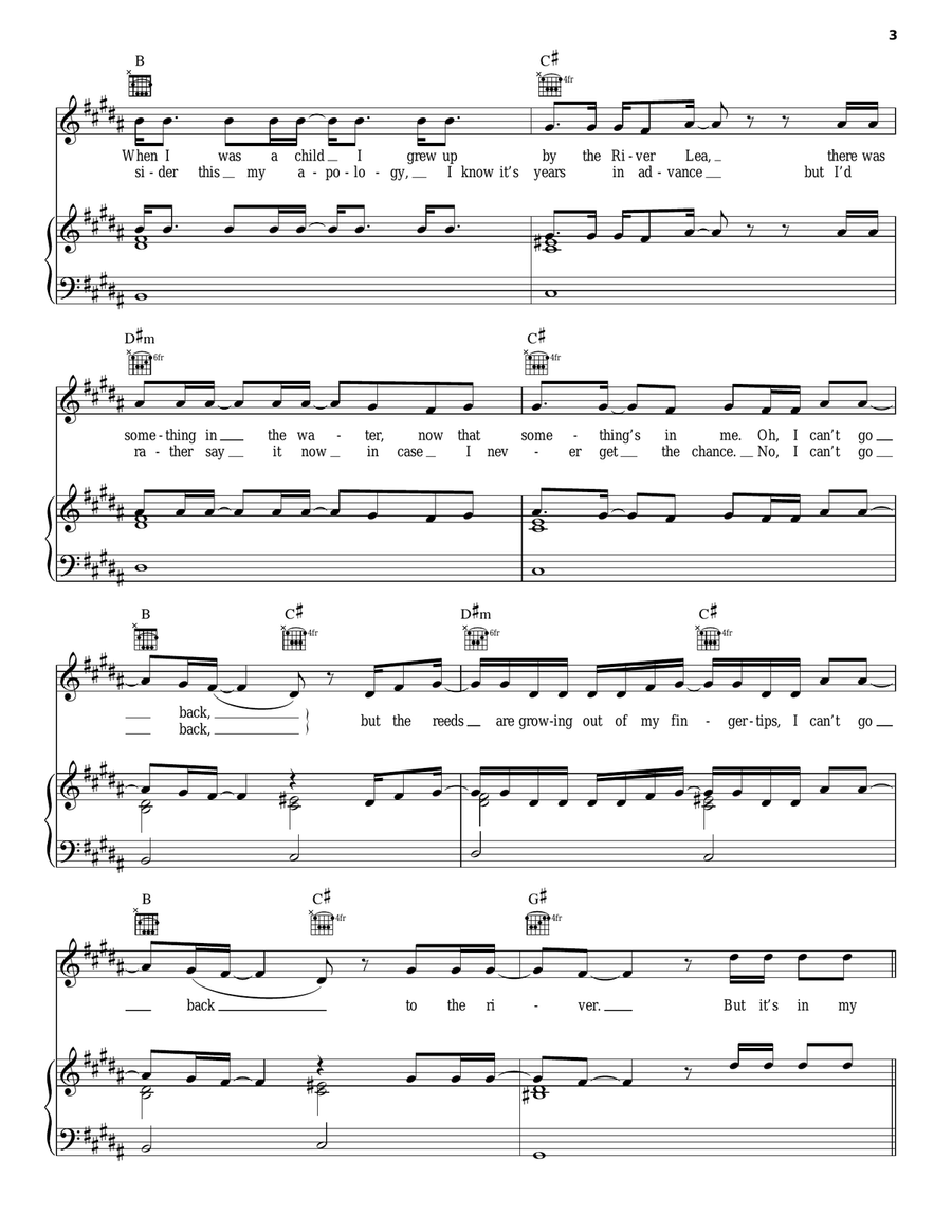 River Lea River Lea Piano, Vocal, Guitar scores gallery preview page 3